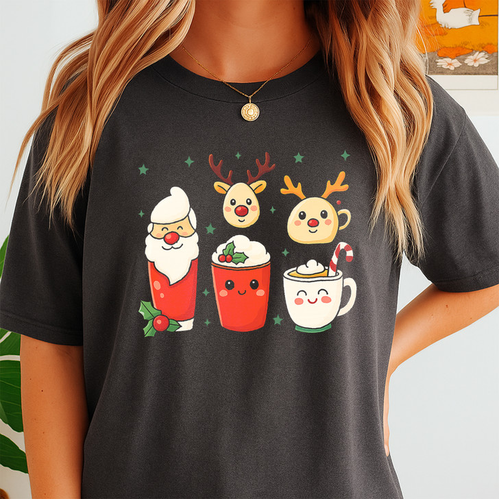 Christmas Coffee Lover Holiday Crewneck Shirt T-shirt S-5XL