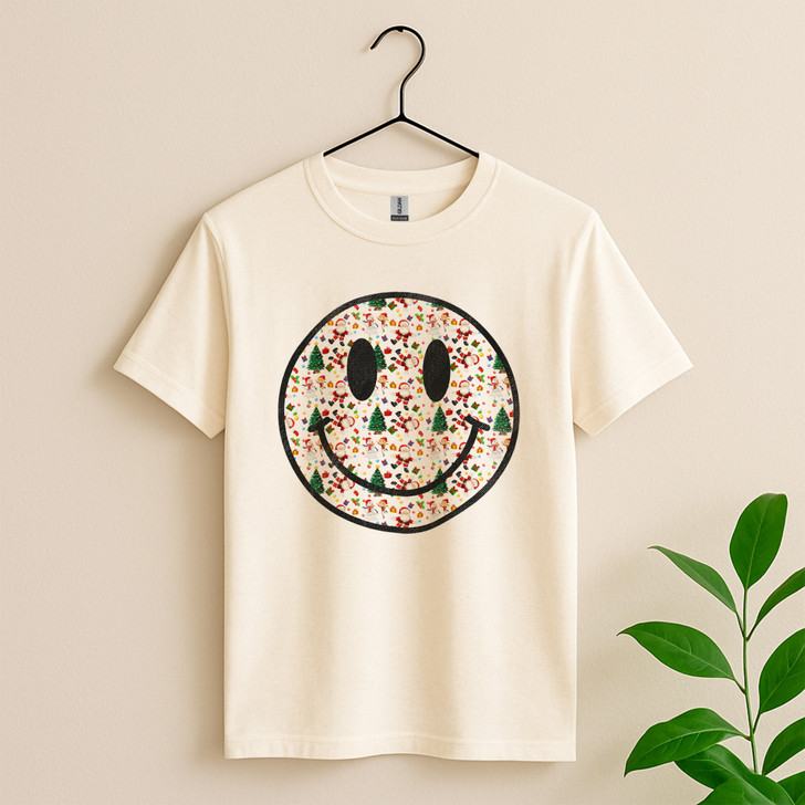 Smiley Holiday Christmas Winter Crewneck Shirt T-shirt S-5XL