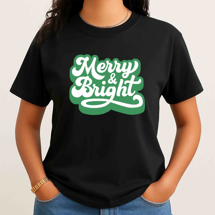 Festive Merry and Bright Christmas Crewneck Shirt T-shirt S-5XL