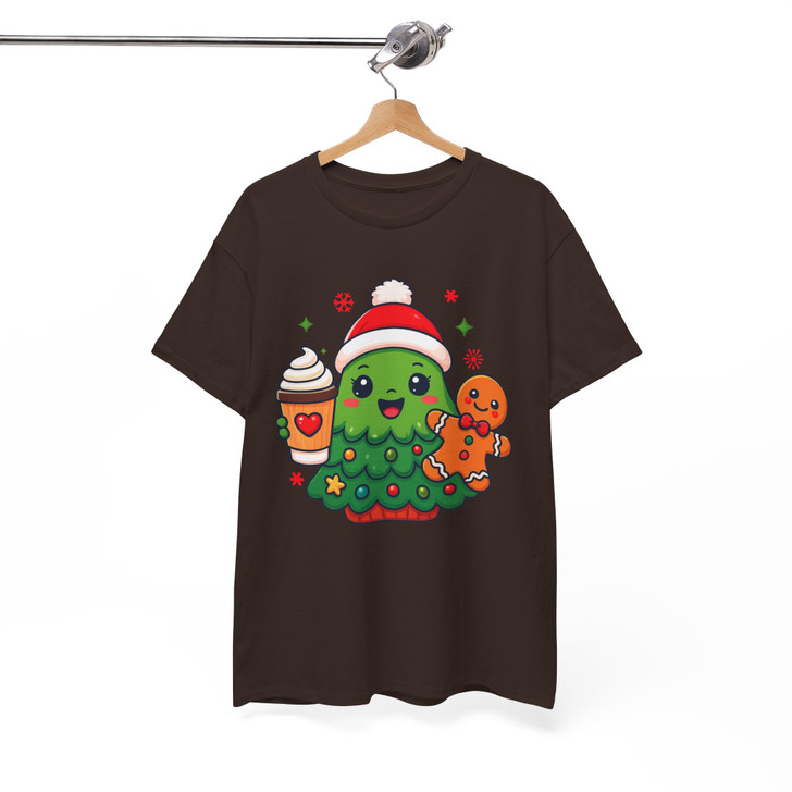 Festive Holiday Cute Christmas Tree Crewneck Shirt T-shirt S-5XL