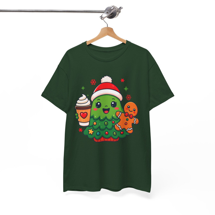 Festive Holiday Cute Christmas Tree Crewneck Shirt T-shirt S-5XL