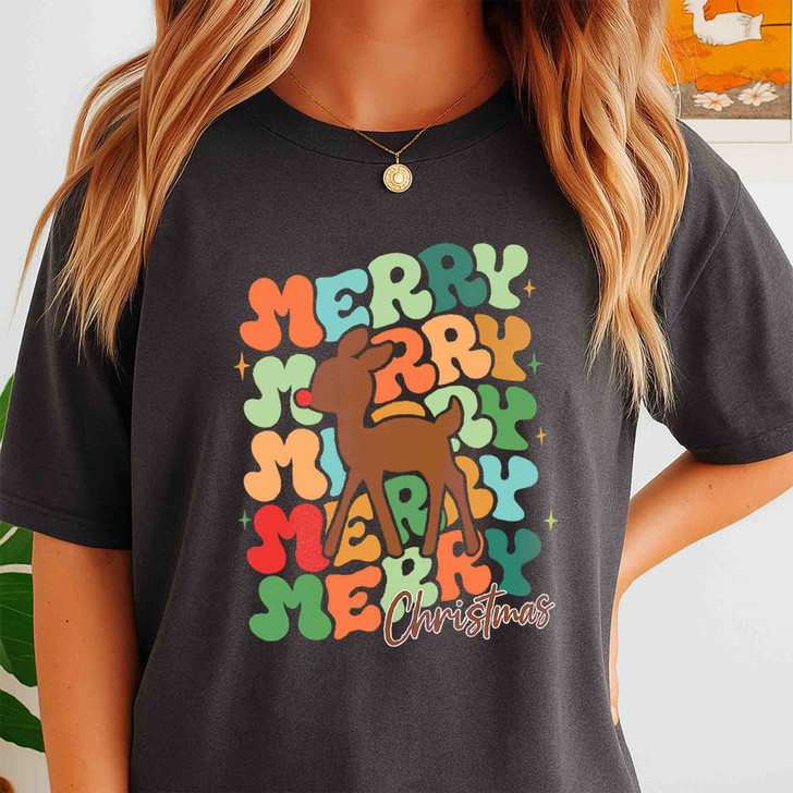 Cozy Holiday Reindeer Winter Christmas Crewneck Shirt T-shirt S-5XL