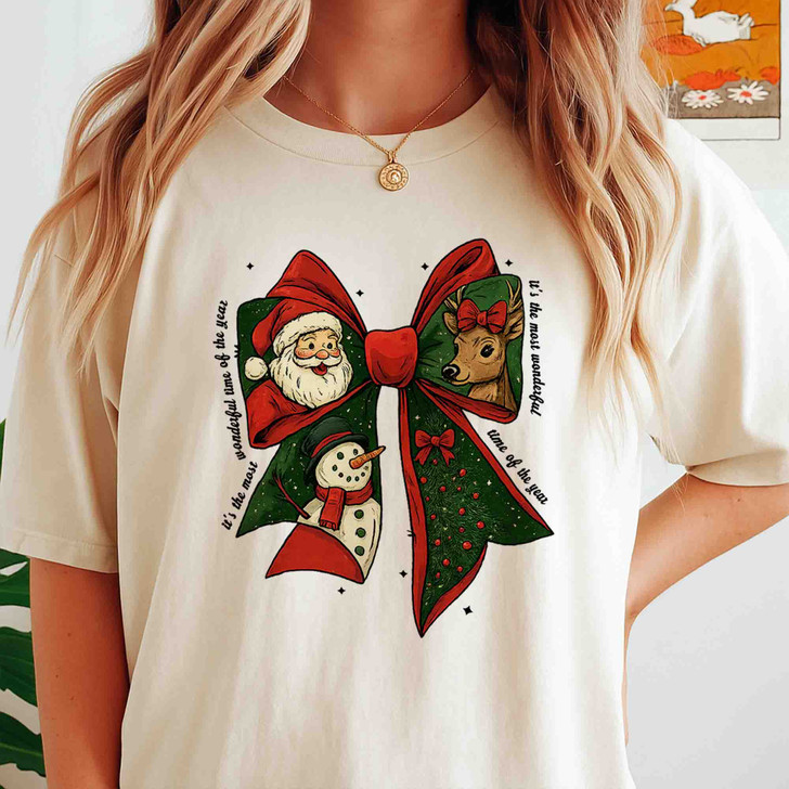 Festive Coquette Holiday Snowman Reindeer Winter Shirt T-shirt S-5XL