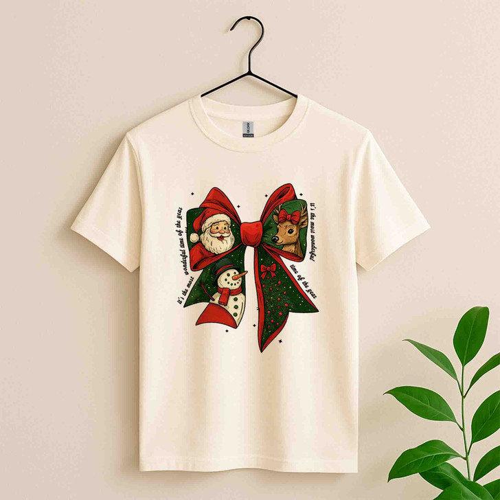 Festive Coquette Holiday Snowman Reindeer Winter Shirt T-shirt S-5XL