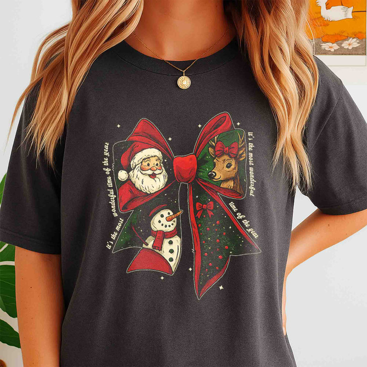 Festive Coquette Holiday Snowman Reindeer Winter Shirt T-shirt S-5XL