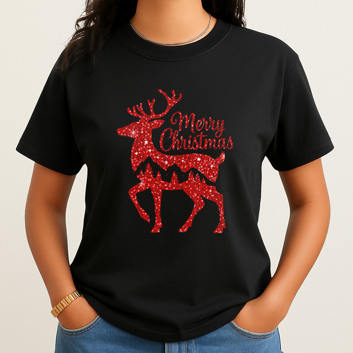 Cozy Winter Holiday Reindeer Graphic Christmas Shirt T-shirt S-5XL