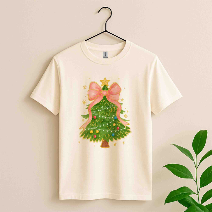 Coquette Christmas Tree Bow Festive Holiday Crewneck Shirt T-shirt S-5XL