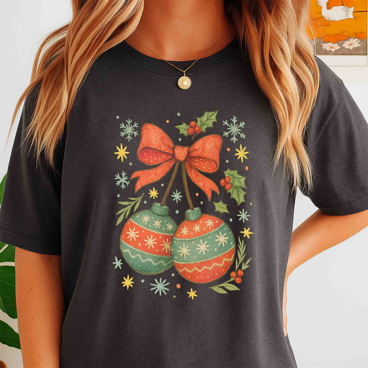 Coquette Christmas Cherries Girly Holiday Crewneck Shirt T-shirt S-5XL
