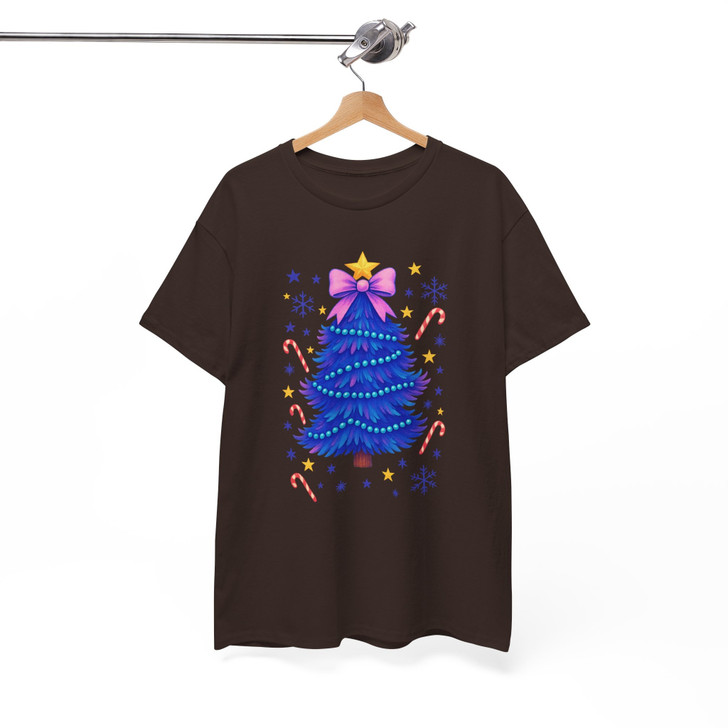 Glitter Coquette Christmas Tree Colorful Holiday T-shirt S-5XL