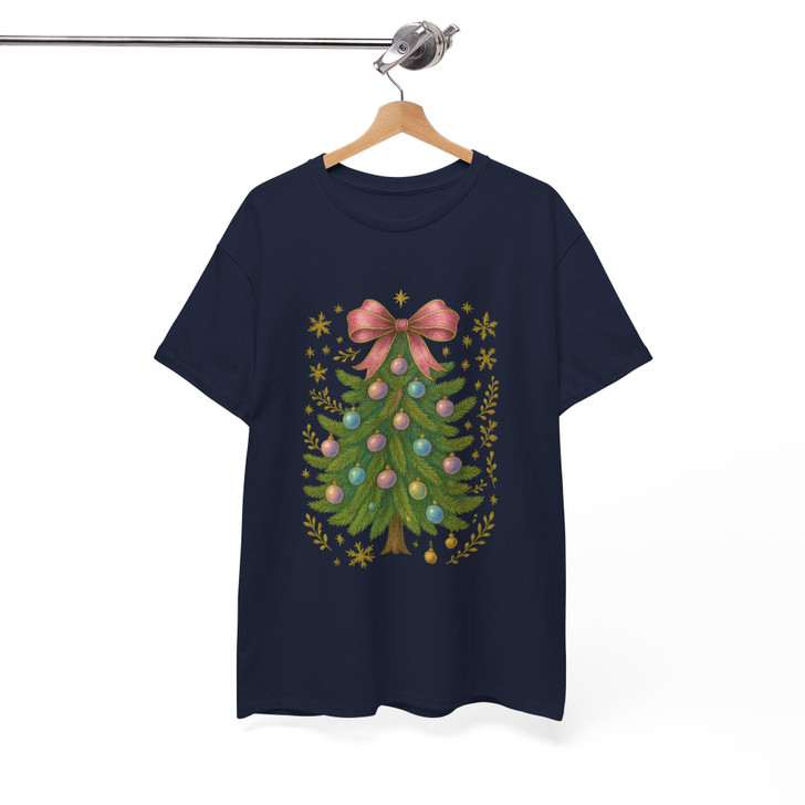 Colorful Coquette Christmas Ornament Glitter Bow T-shirt S-5XL