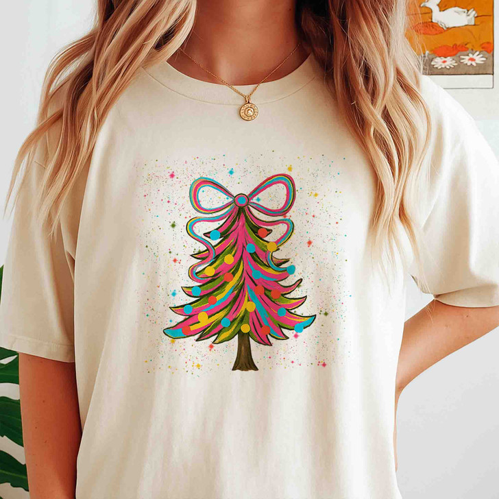 Colorful Christmas Tree Cozy Winter Holiday T-shirt S-5XL