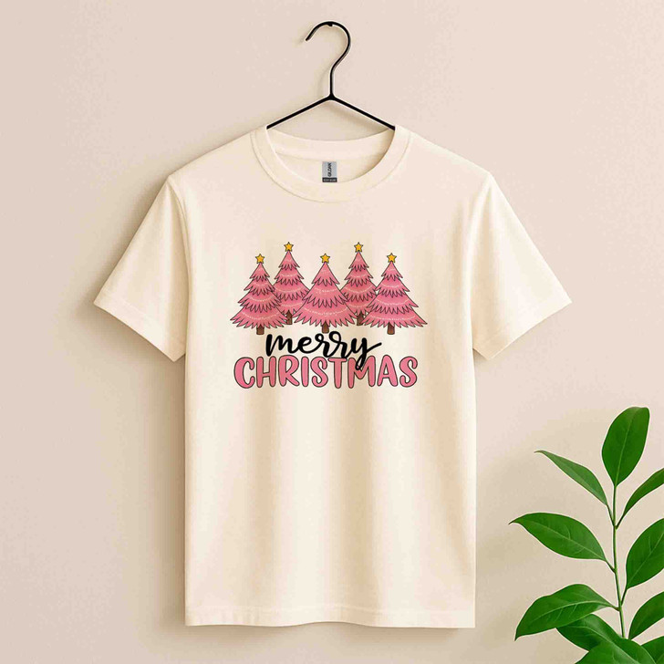 Pink Christmas Tree Cozy Winter Holiday T-shirt S-5XL
