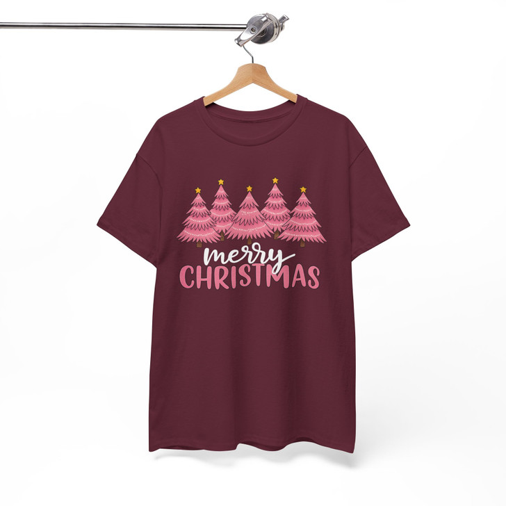 Pink Christmas Tree Cozy Winter Holiday T-shirt S-5XL