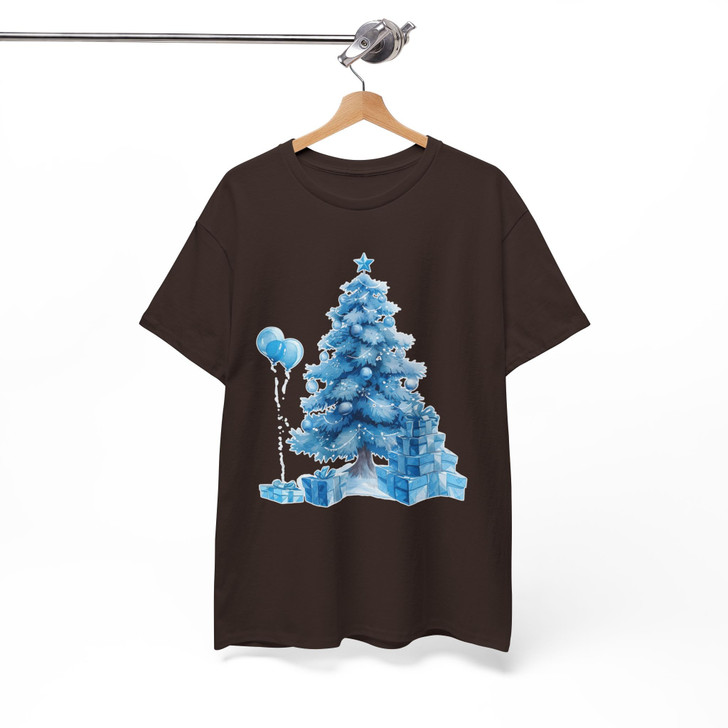 Coquette Blue Bow Christmas Tree Preppy Holiday T-shirt S-5XL