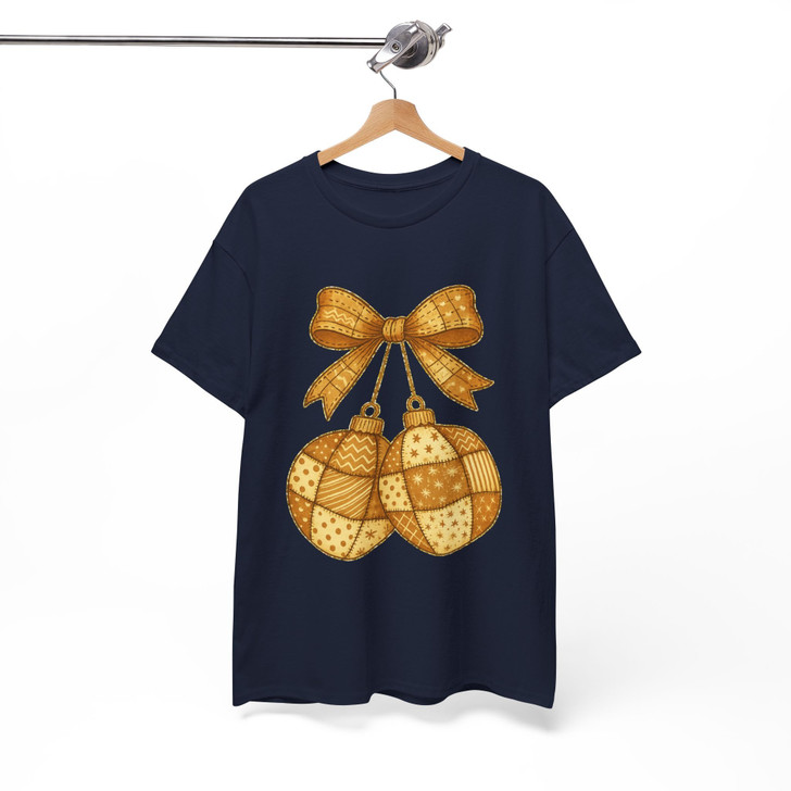 Disco Ball Coquette Christmas Bow Holiday Ornament T-shirt S-5XL