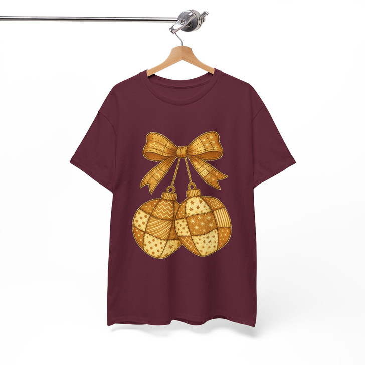 Disco Ball Coquette Christmas Bow Holiday Ornament T-shirt S-5XL