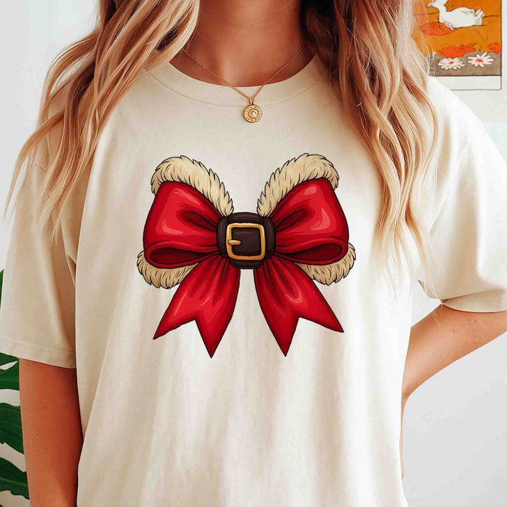 Santa Bow Christmas Coquette Holiday Design Shirt T-shirt S-5XL