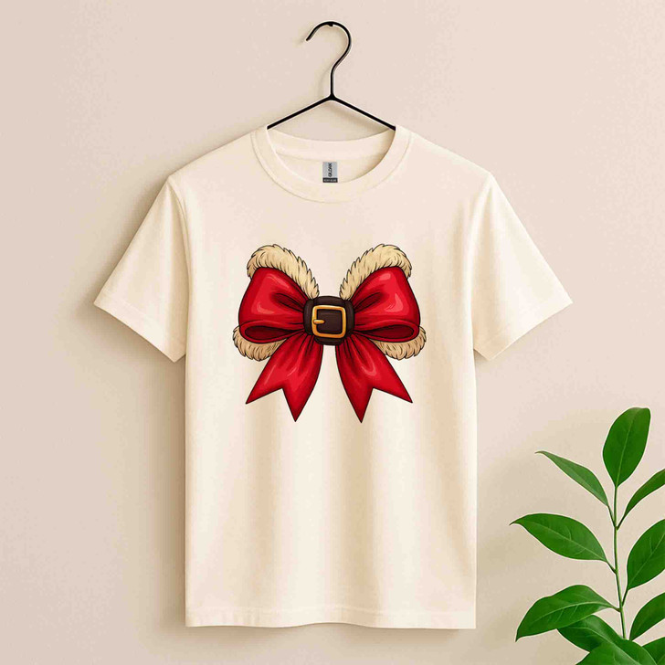 Santa Bow Christmas Coquette Holiday Design Shirt T-shirt S-5XL