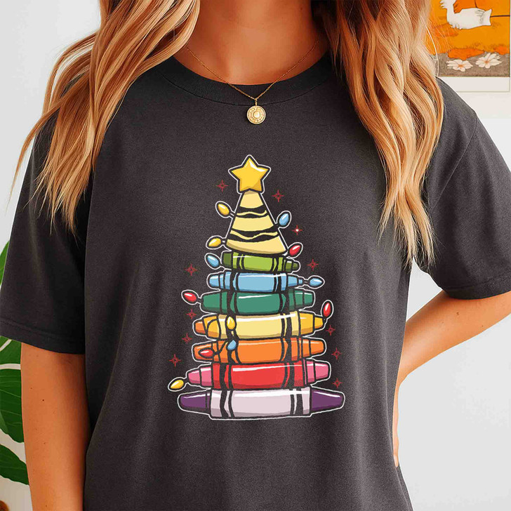 Teacher Christmas Pencil Tree Coquette Bow Holiday Shirt T-shirt S-5XL