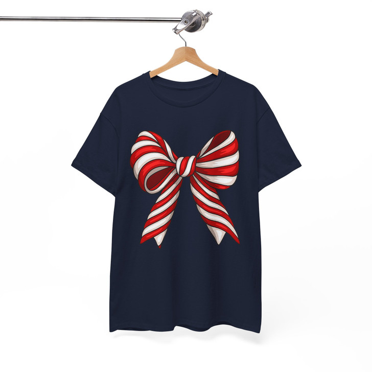 Candy Cane Bow Christmas Coquette New Year Holiday Shirt T-shirt S-5XL