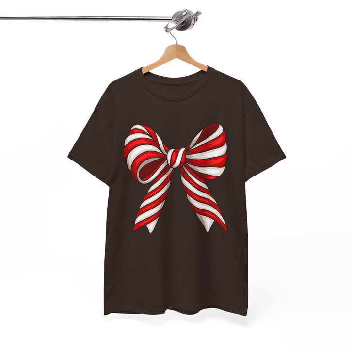 Candy Cane Bow Christmas Coquette New Year Holiday Shirt T-shirt S-5XL