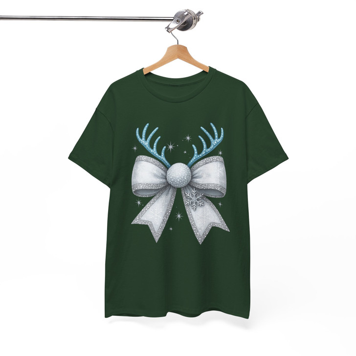 Leopard Rhinestone Christmas Bow Coquette Holiday Shirt T-shirt S-5XL