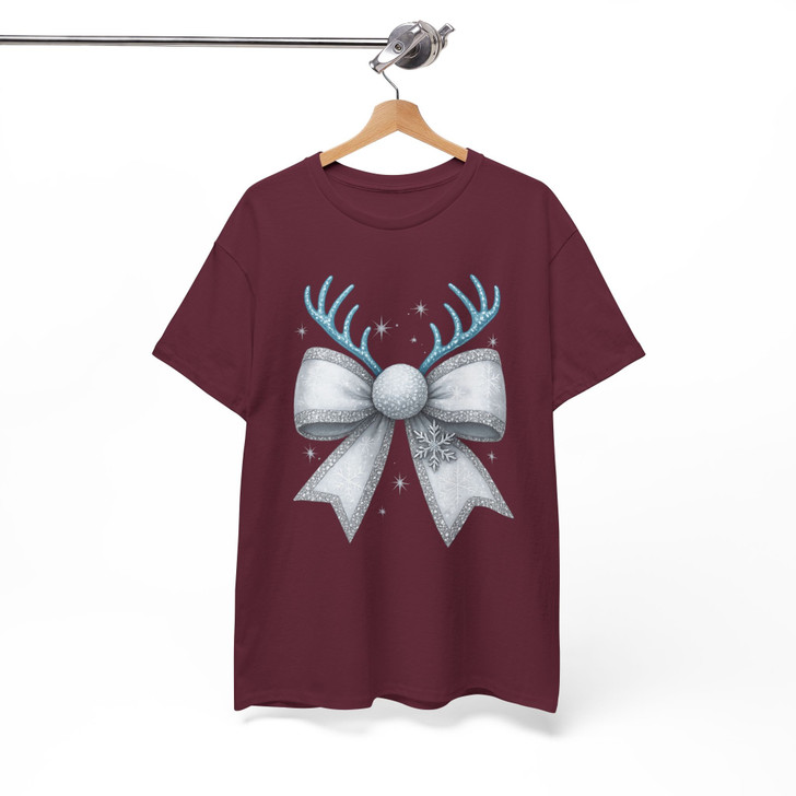 Leopard Rhinestone Christmas Bow Coquette Holiday Shirt T-shirt S-5XL