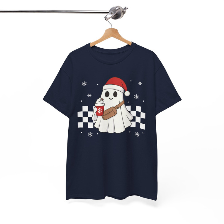 Santa Ghost Boo Xmas Cute Holiday Gift T-shirt S-5XL