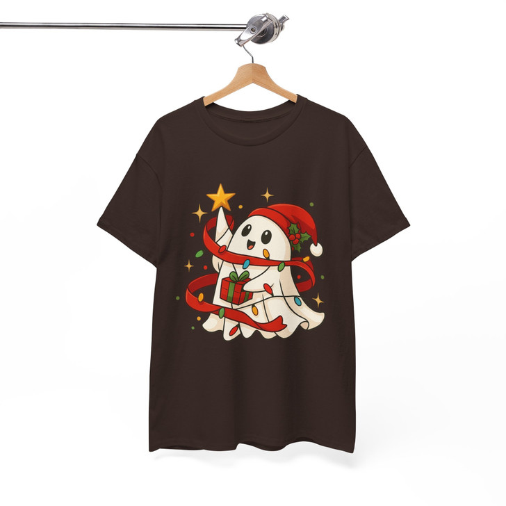 Cute Ghost Holiday Lights Spooky Merry Xmas T-shirt S-5XL