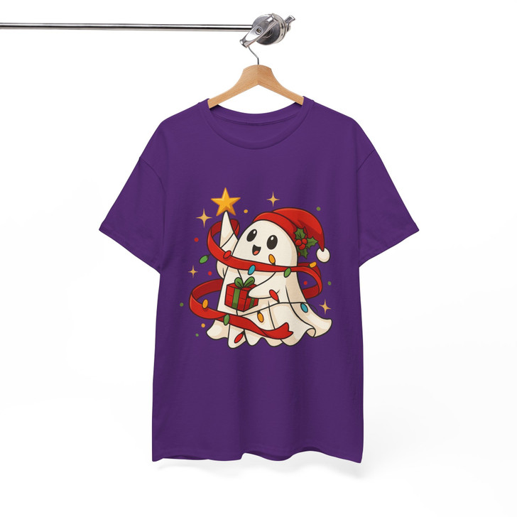 Cute Ghost Holiday Lights Spooky Merry Xmas T-shirt S-5XL