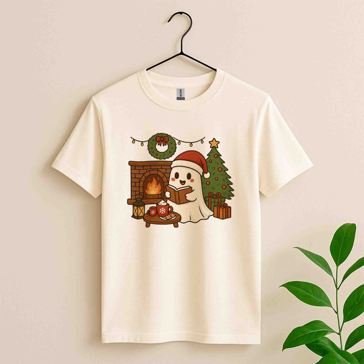 Holiday Ghost Spooky Season Book Lover T-shirt S-5XL