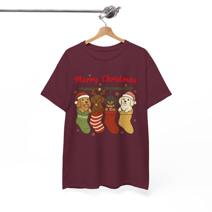 Basset Hound Christmas Santa Hat Funny T-shirt S-5XL