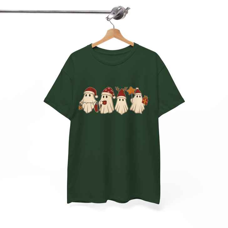 Retro Santa Ghost Cute Xmas Holiday T-shirt S-5XL