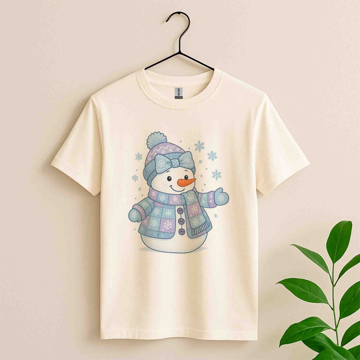 Cute Patchwork Snowman Girly Pink Winter T-shirt S-5XL