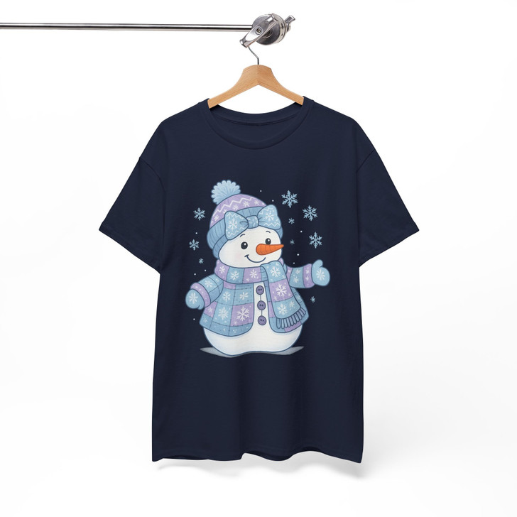 Cute Patchwork Snowman Girly Pink Winter T-shirt S-5XL