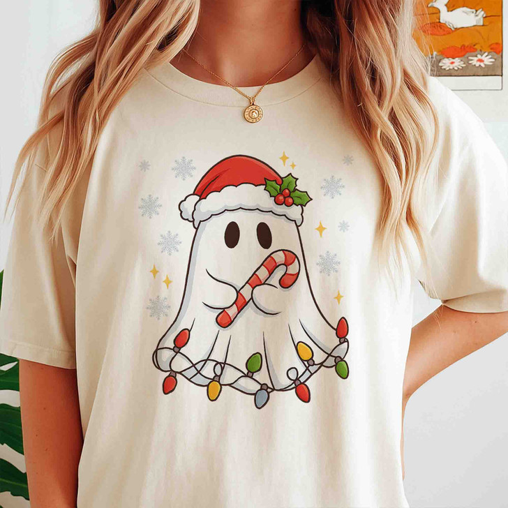 Christmas Ghost Tree Cake Funny Holiday T-shirt S-5XL