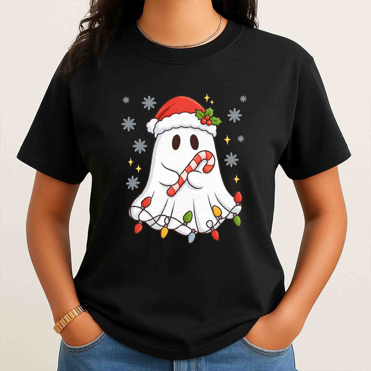Christmas Ghost Tree Cake Funny Holiday T-shirt S-5XL