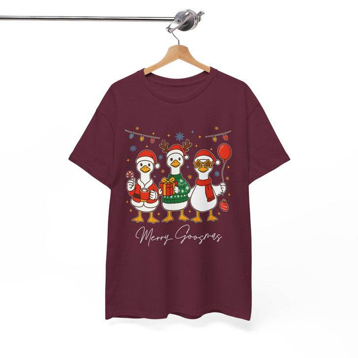 Merry Christmas Goose Santa Silly Preppy Funny T-shirt S-5XL