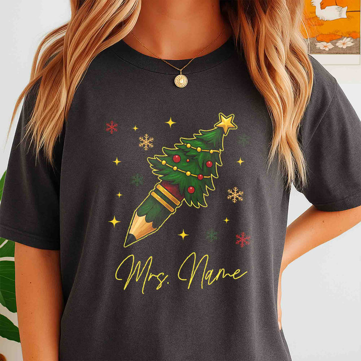 Coquette Christmas Pencil Holiday Teacher Shirt T-shirt S-5XL