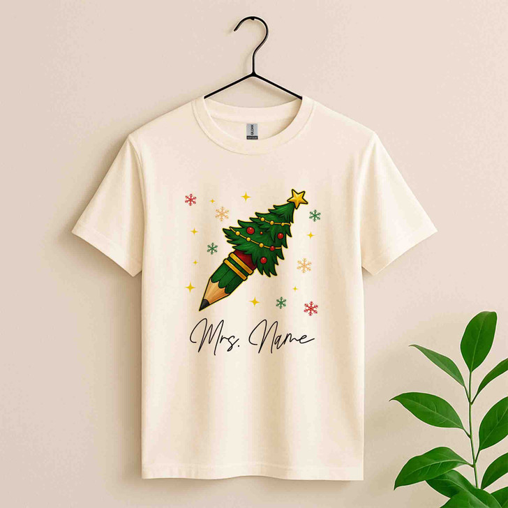 Coquette Christmas Pencil Holiday Teacher Shirt T-shirt S-5XL