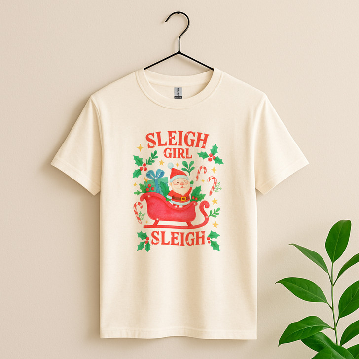 Sleigh Girl Sleigh Retro Christmas Positive Holiday T-shirt S-5XL