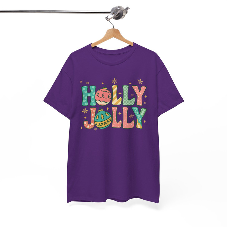 Holly Jolly Christmas Retro Preppy Holiday T-shirt S-5XL