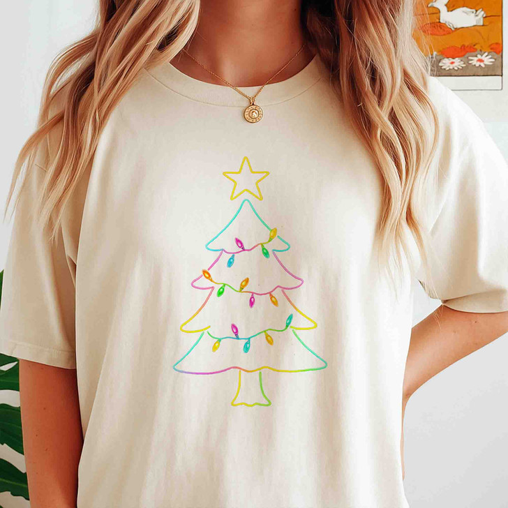 Neon Coquette Christmas Reindeer Colorful Bow T-shirt S-5XL