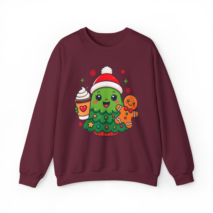 Festive Holiday Cute Christmas Tree Crewneck Sweatshirt S-5XL