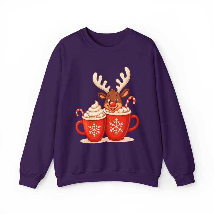 Festive Reindeer Coffee Holiday Family Sweatshirt S-5XL