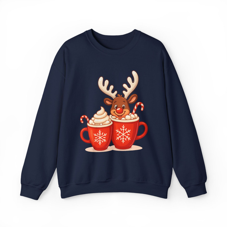 Festive Reindeer Coffee Holiday Family Sweatshirt S-5XL