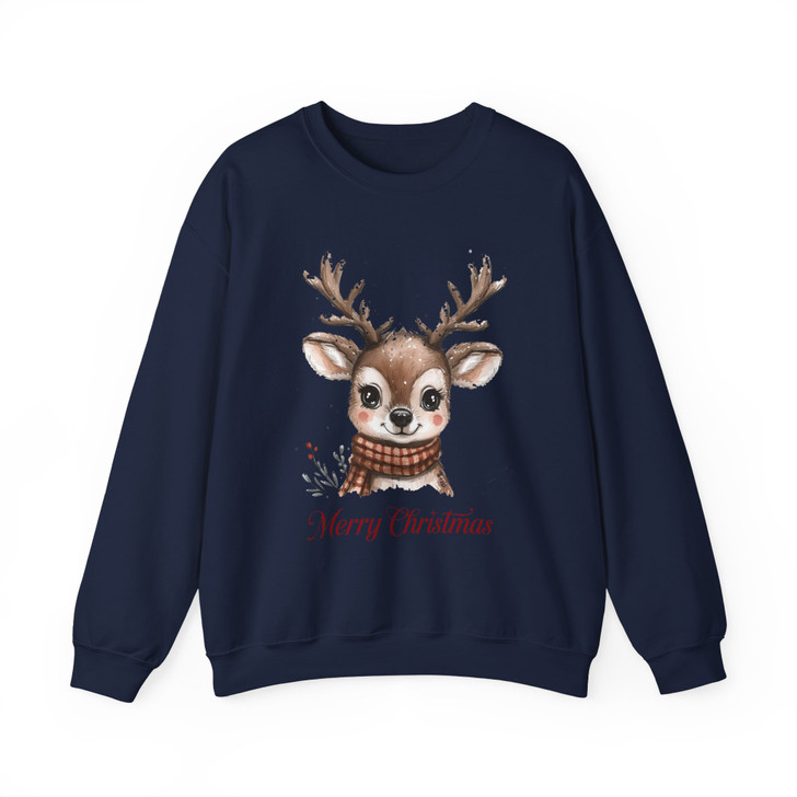 Festive Reindeer Holiday Cozy Winter Crewneck Sweatshirt S-5XL