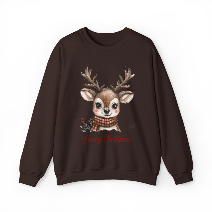 Festive Reindeer Holiday Cozy Winter Crewneck Sweatshirt S-5XL