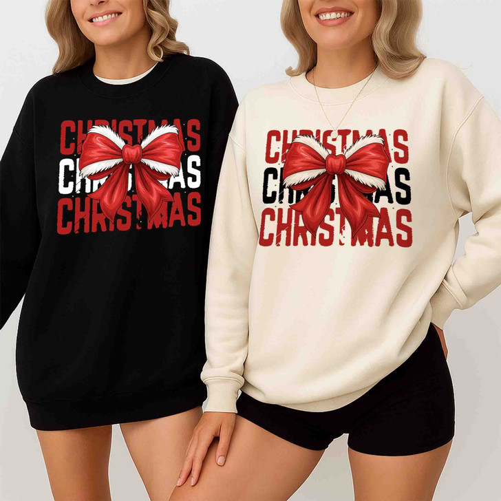 Festive Coquette Holiday Family Matching Cozy Christmas Sweatshirt S-5XL