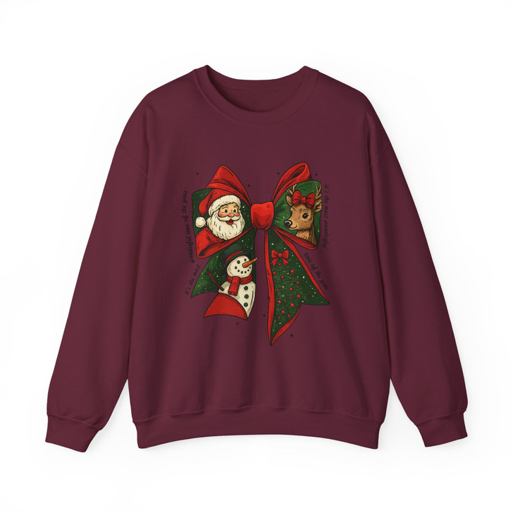 Festive Coquette Holiday Snowman Reindeer Winter Sweatshirt S-5XL